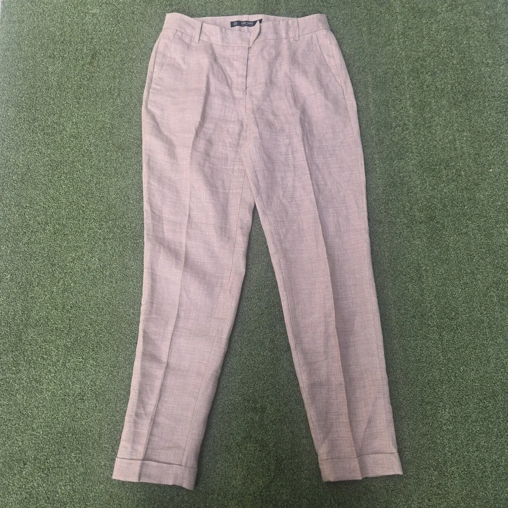 Zara Basic Pants Women's Size 2 Khaki/tan 100% Linen